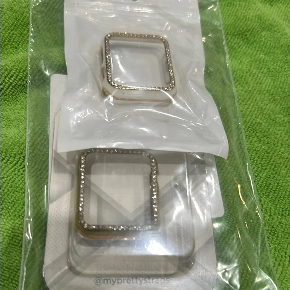 Apple Watch case cover set of two one white one gold with rhinestones 38/42mm